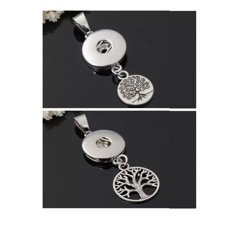 2 styles tree of life charms pendant diy 18mm interchangeable ginger snaps buttons jewelry necklace accessory