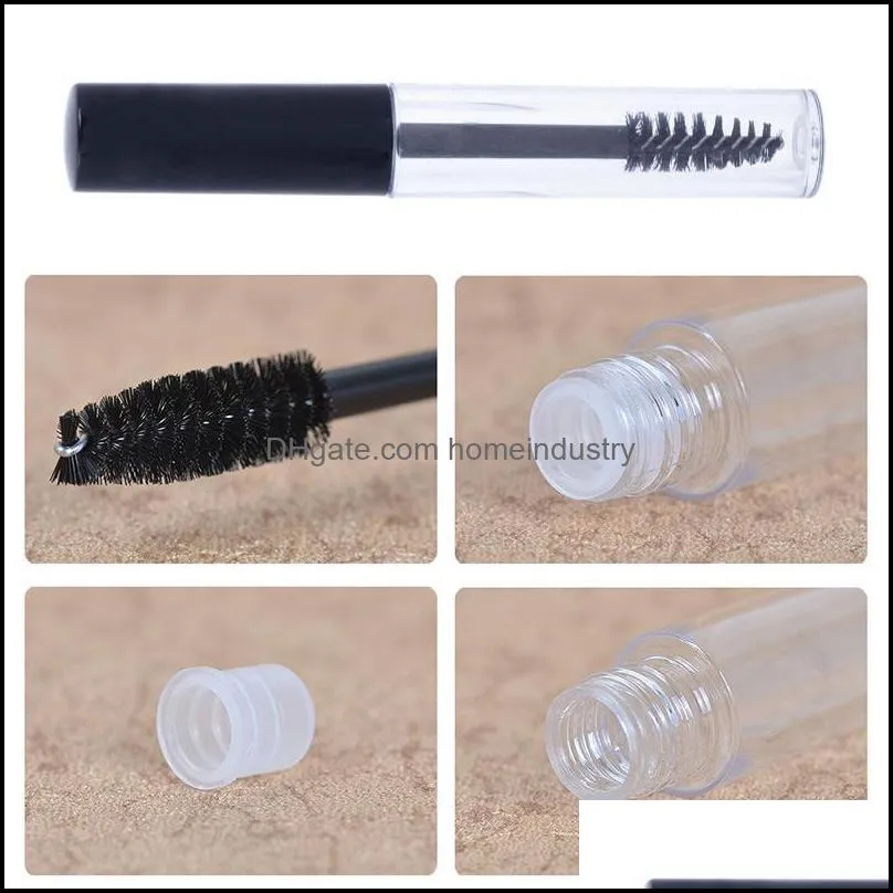 5pcs 10ml portable clear mascara tubes with wand packaging liquid eyelash bottle black cap empty refillable cosmetics containers