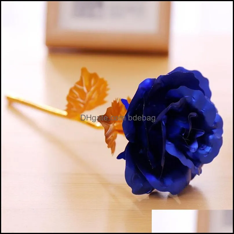 creative gifts lasts forever rose flowers for lover wedding christmas valentines mothers day decoration 24k gold foil plated rose 1216