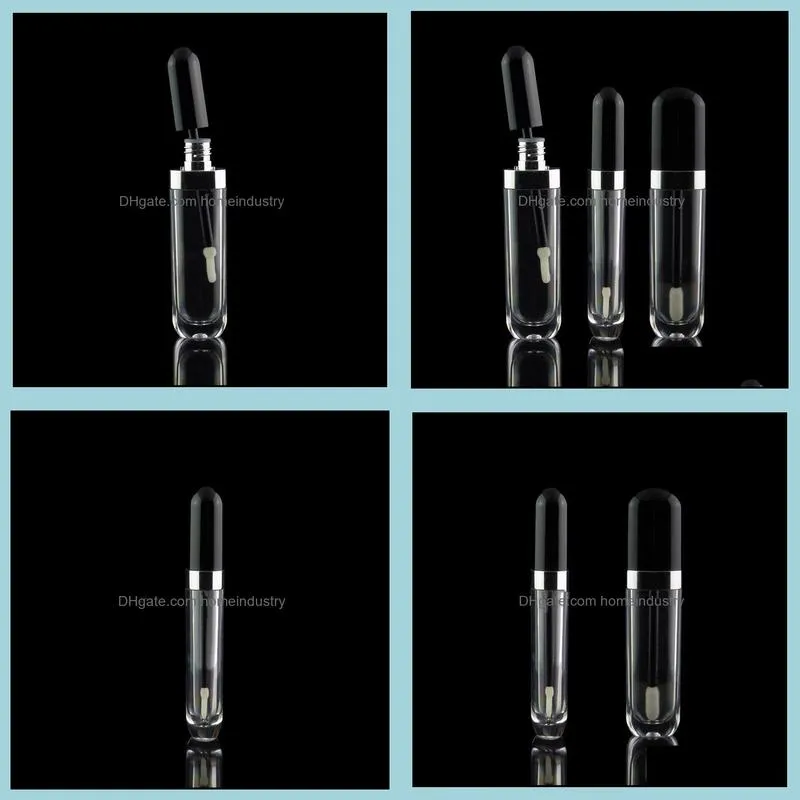8ml empty bottles lip gloss tubes containers clear mini refillable lips balm bottle with lipbrush black lid for samples travel rrd7026