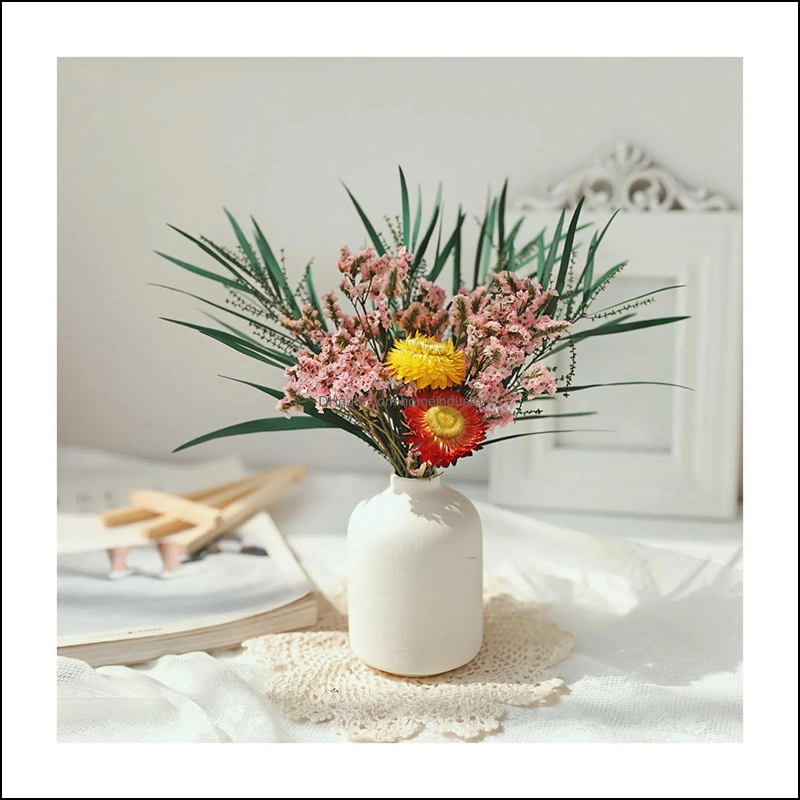 newly gypsophila dried flower bouquet with porcelain vase flowers branches stems greenery decor