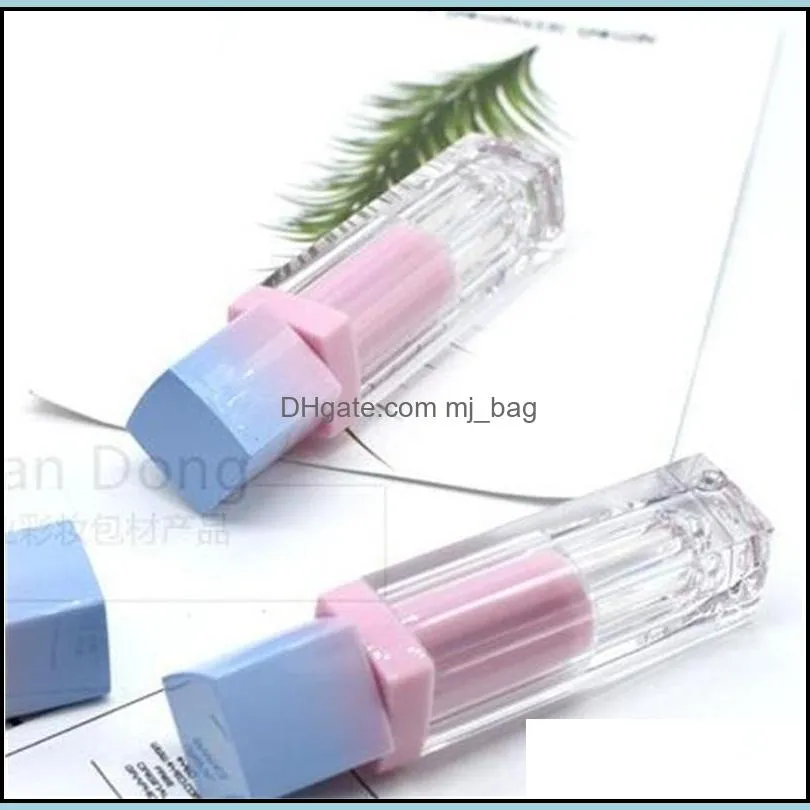 square empty lip gloss container gradients 3.5ml plastic lipstick tubes transparent subpackage bottom chapstick tubes portable 1 9ld