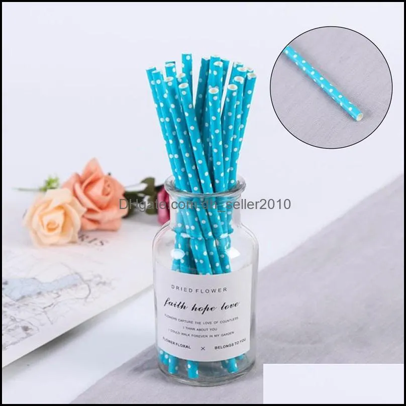 degradable straw disposable art paper suction tubes tubularis creative drinking glasses dots stripe kitchen bar accessories 0 06jl d2