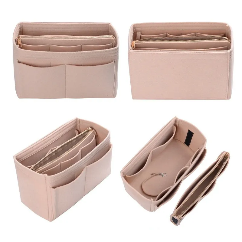 Cosmetic Bags Cases Make up Organizer Insert For Handbag Felt with zipper Travel Inner Purse Fit Various Brand Handbags 220901