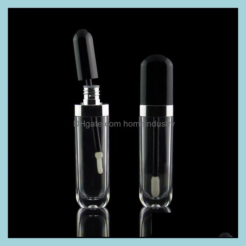 8ml empty bottles lip gloss tubes containers clear mini refillable lips balm bottle with lipbrush black lid for samples travel rrd7026
