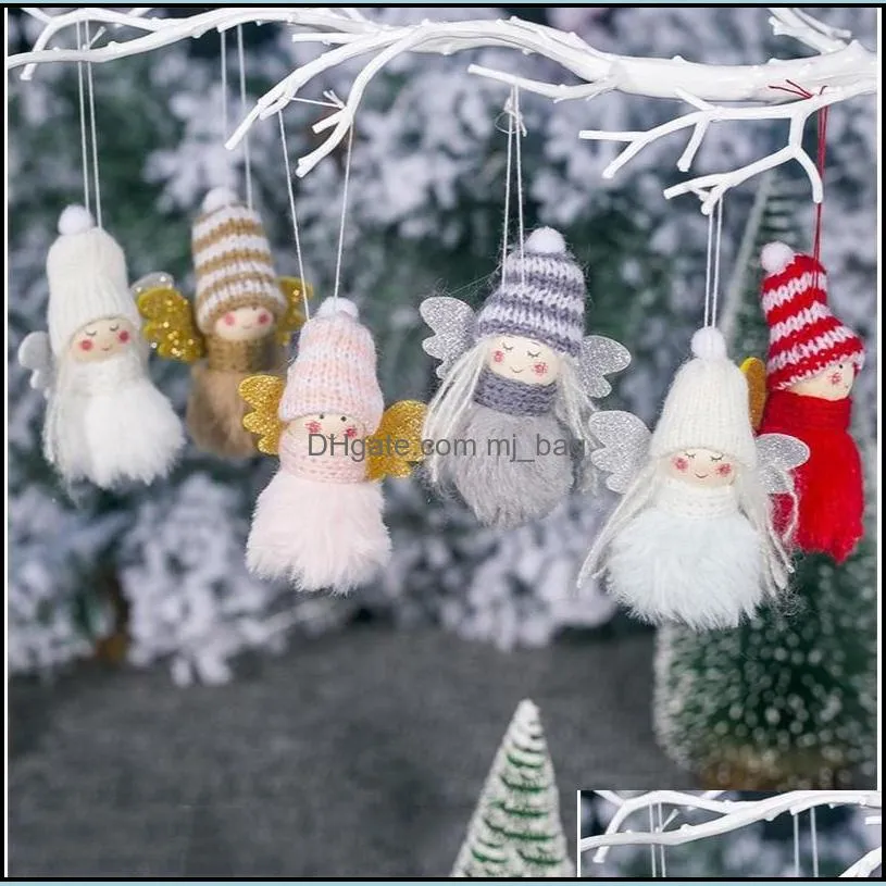 plush angel girl christmas pendant xmas tree gifts ornaments elf doll outdoor decorations multicolor fashion baubles 2 76xb g2