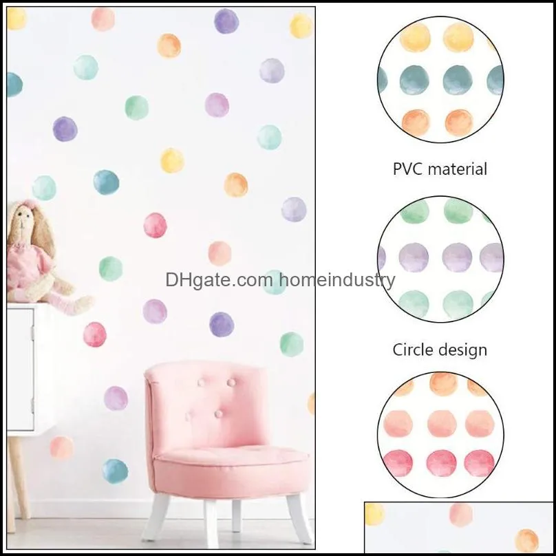 wall stickers 2 sheets diy sticker watercolor dot pattern decals bedroom home decor