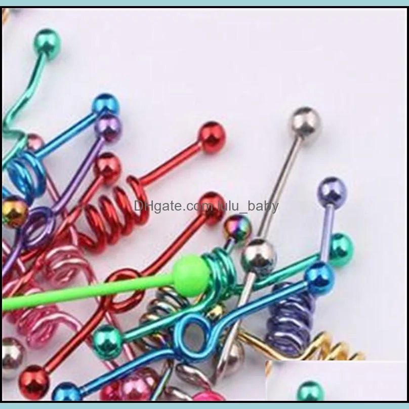 tongue bar t01 20pcs mix style mix color stainless steel industrial barbell tongue ring body piercing jewelry zvzna 588 t2