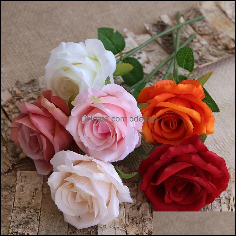 single rose artificial flowers wedding decorations bouquet real touch flower home furnishing party decor flowers new arrival 1 4qt g2