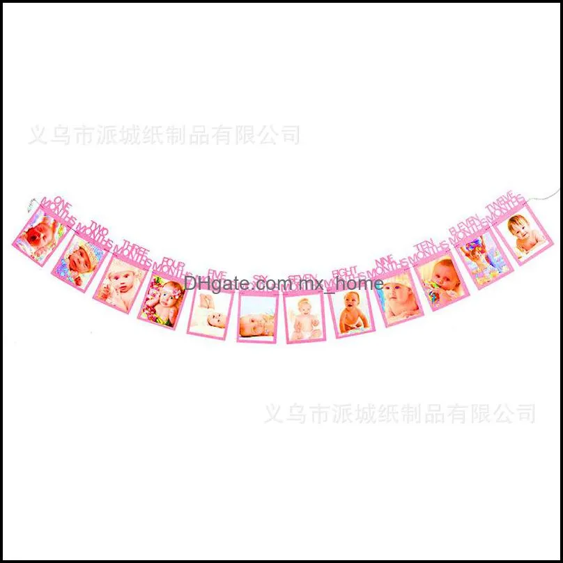 birthday party photo banner flags baby photograph banners wedding background wall arrangement colorful paper kraft papers 6 2pc q2