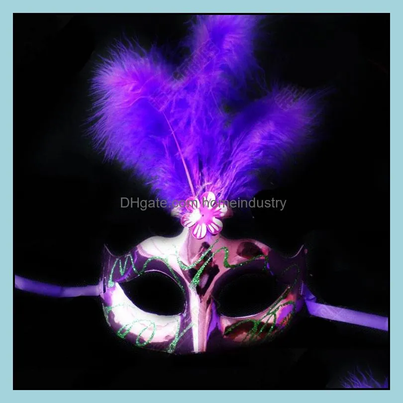 multi color feather pvc princess mask sexy hallowmas venetian bauta mask half face party dance mask masquerade cosplay decor