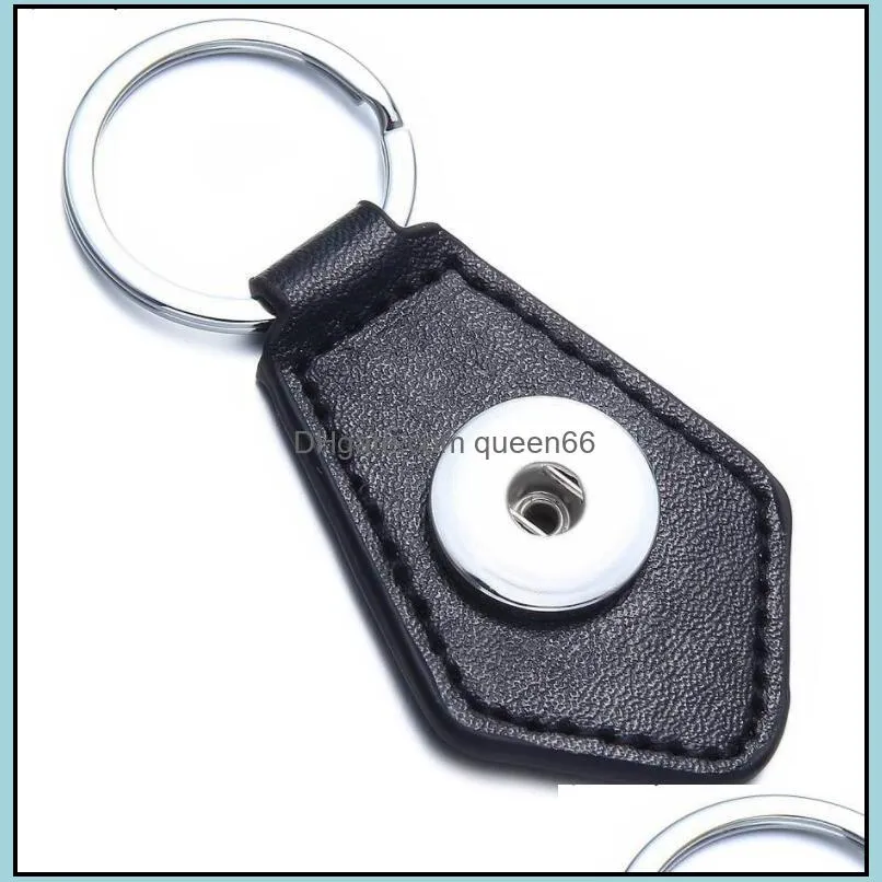 hexagon pu leather snap button key rings chain snap keychains fit diy 18mm snap jewelry