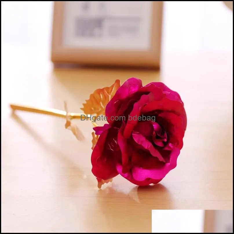 creative gifts lasts forever rose flowers for lover wedding christmas valentines mothers day decoration 24k gold foil plated rose 1216