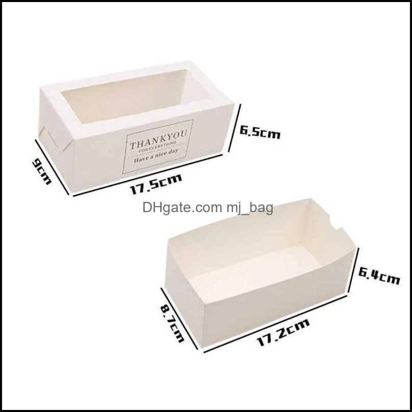 50pcs/lot thank you gift boxes kraft paper white drawer shape cake paper box with clear window display packaging for bakery 204 s2