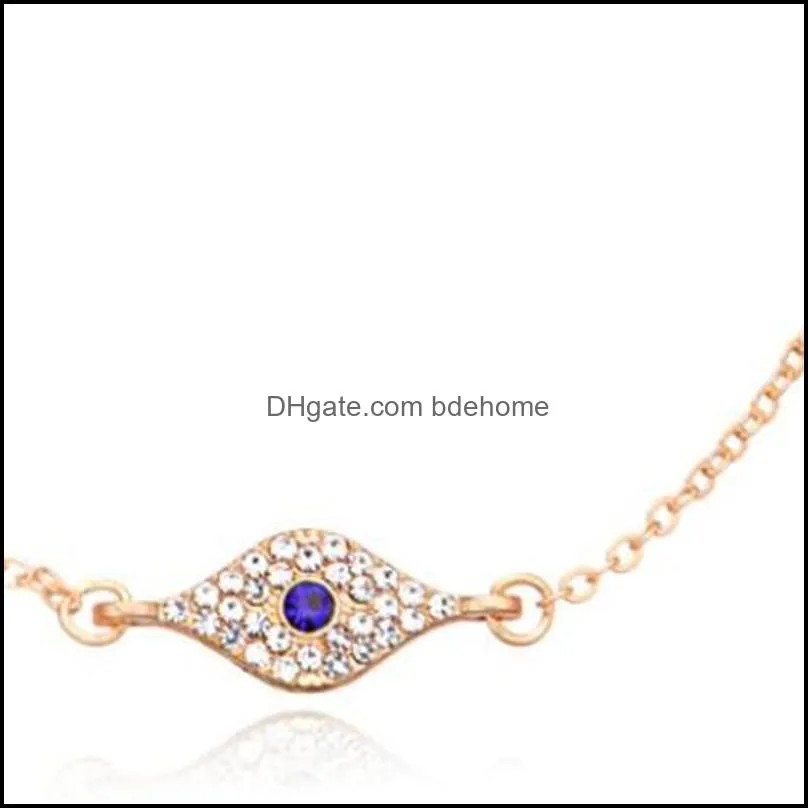 blue crystal anklets 14k gold plated ankle bracelet white cubic zirconia foot chain evil eye jewelry 1868 t2