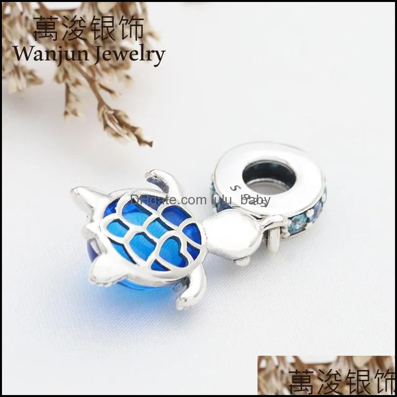 fit original europe bracelet 100% 925 sterling silver beads murano glass sea turtle dangle charm high quality diy jewelry 837 q2