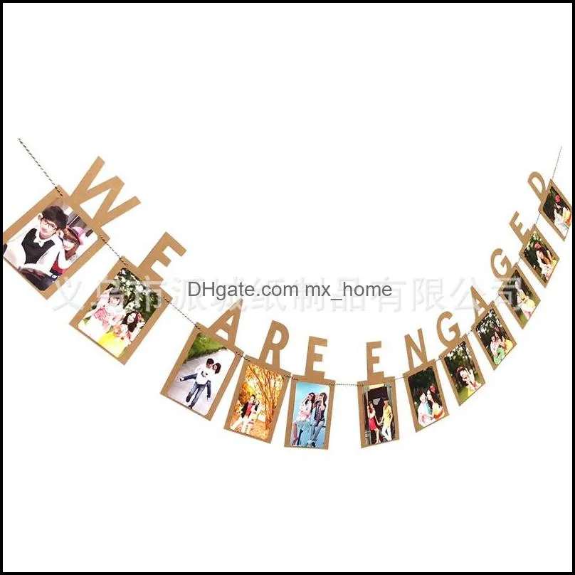 birthday party photo banner flags baby photograph banners wedding background wall arrangement colorful paper kraft papers 6 2pc q2