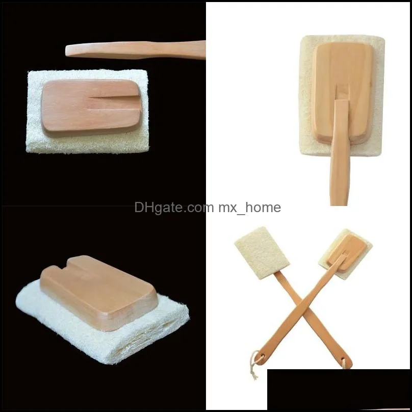 loofah massage brushs exfoliating dead skin body scrubber loofahs brush long handle solid wood convenient good 7 5ah e2