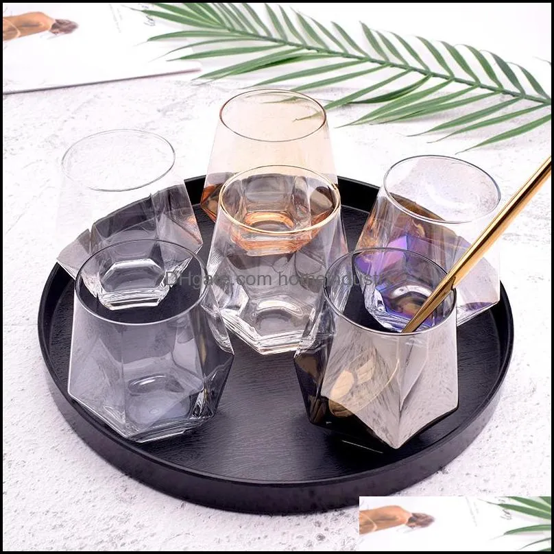 creative color frosted six sided whiskey glass spirits glasses home phnom penh water glass juice cup diamond glass