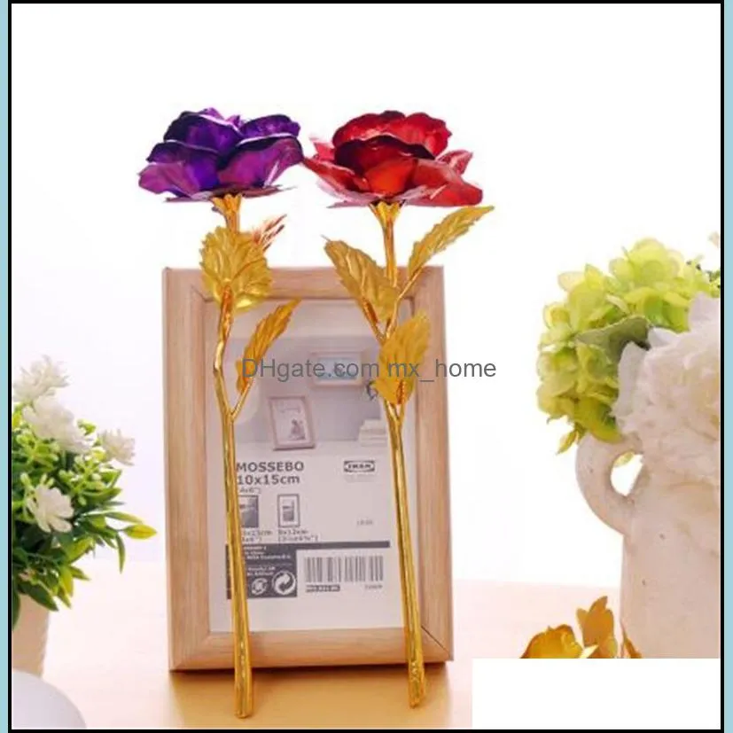 christmas day gift 24k gold foil plated rose creative gifts lasts forever rose for valentine e`s day girl gift 388 v2