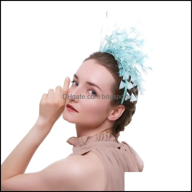 girl feather hair hoop party head band wedding classic headwear fashion hot selling with blue green color 11dx j1