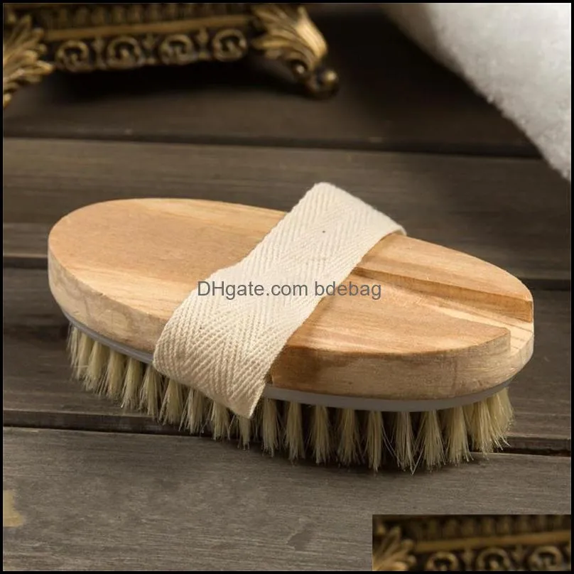woody long handle bath brushe wood color detachable back rub tools bristles cleaning brush bathroom home durable 3 5hya n2
