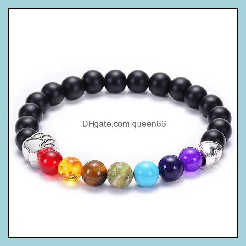 8mm seven chakra lava volcanic stone dog paw heart bracelet energy yoga essential oil diffuser bracelet women jewelry