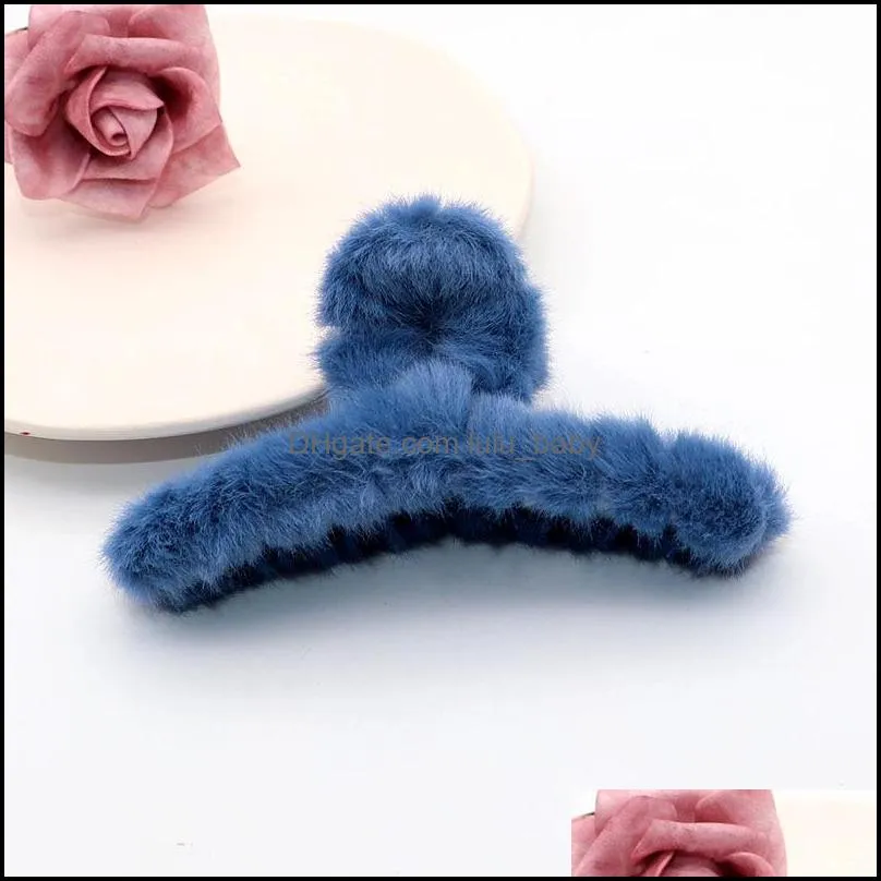 elegant plush hair claws clip woman winter accessories hair crab headwear fashion clamp for girls hair clamps 84 e3