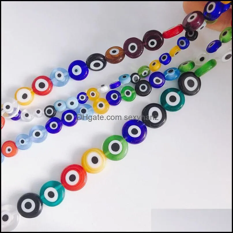 all size evil eye beads flat round mixed color glass beads 6/8/10/12mm multicoloured ojo evil eye colourful 330c3