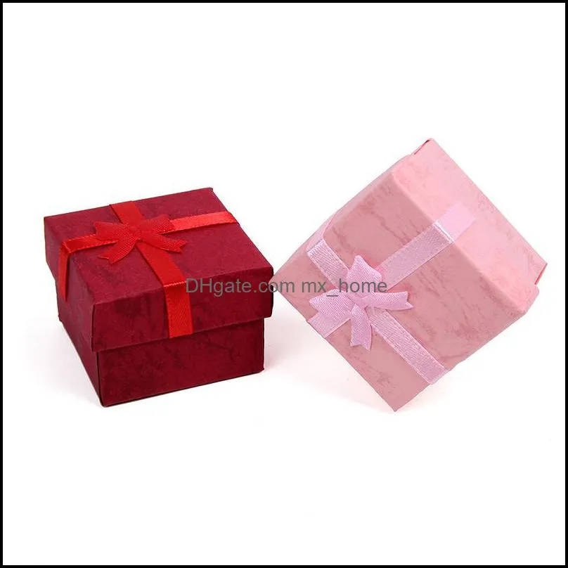 cute womens jewelry box exquisite multicolour bow square paper ornaments storage container party gift boxes new arrival 0 42bc l2