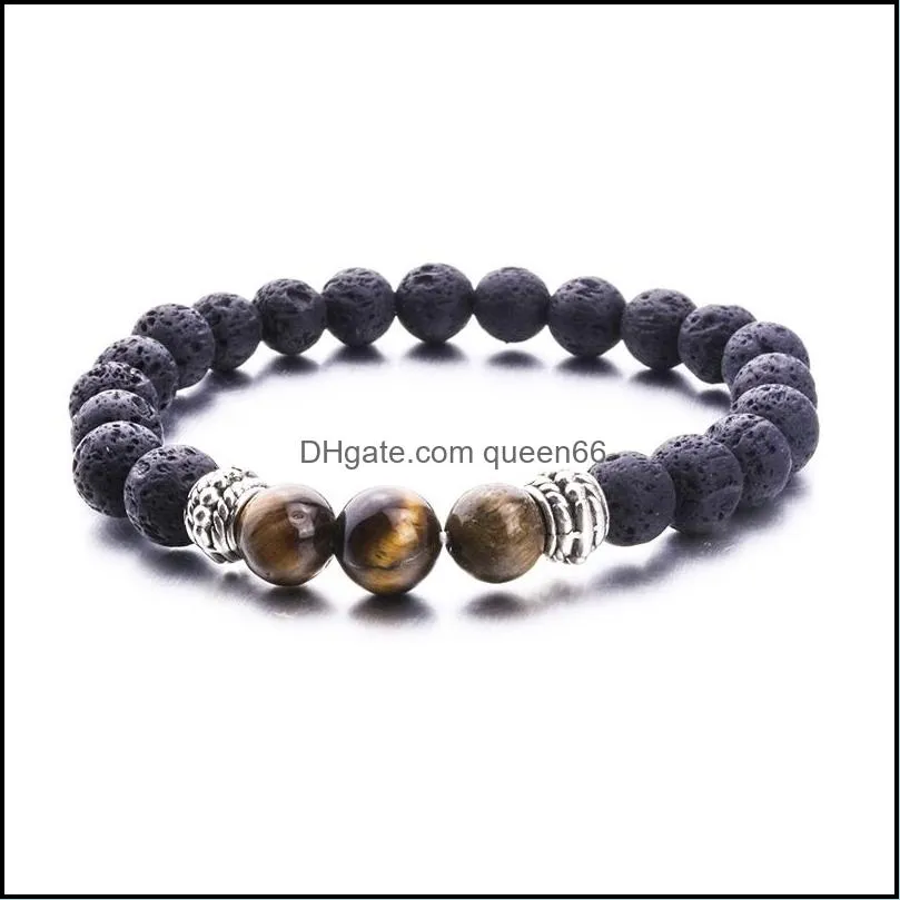 8mm black lava stone beads strand bracelet volcano rock diy essential oil diffuser bracelets for women men jewelry