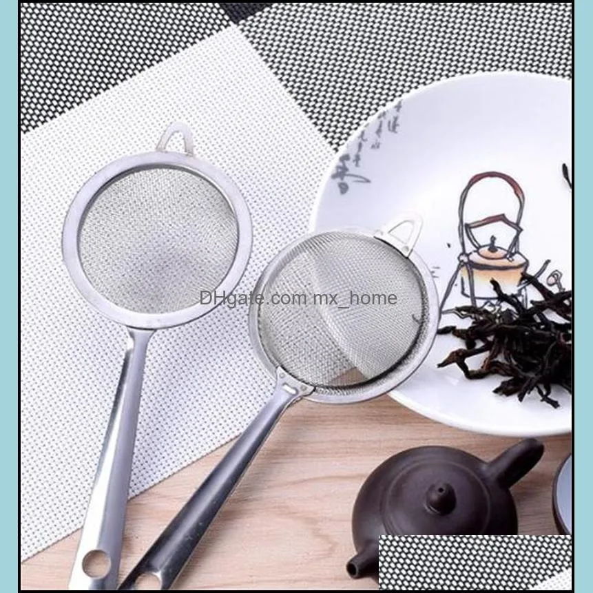 17.5*7cm stainless steel fine mesh strainer colander flour sieve with handle juice tea ice strainer kitchen tools 246 v2