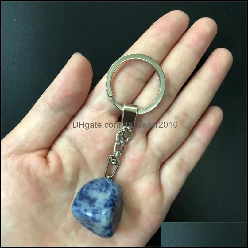 irregular crystal agate polishing pendant key chain 10 t2