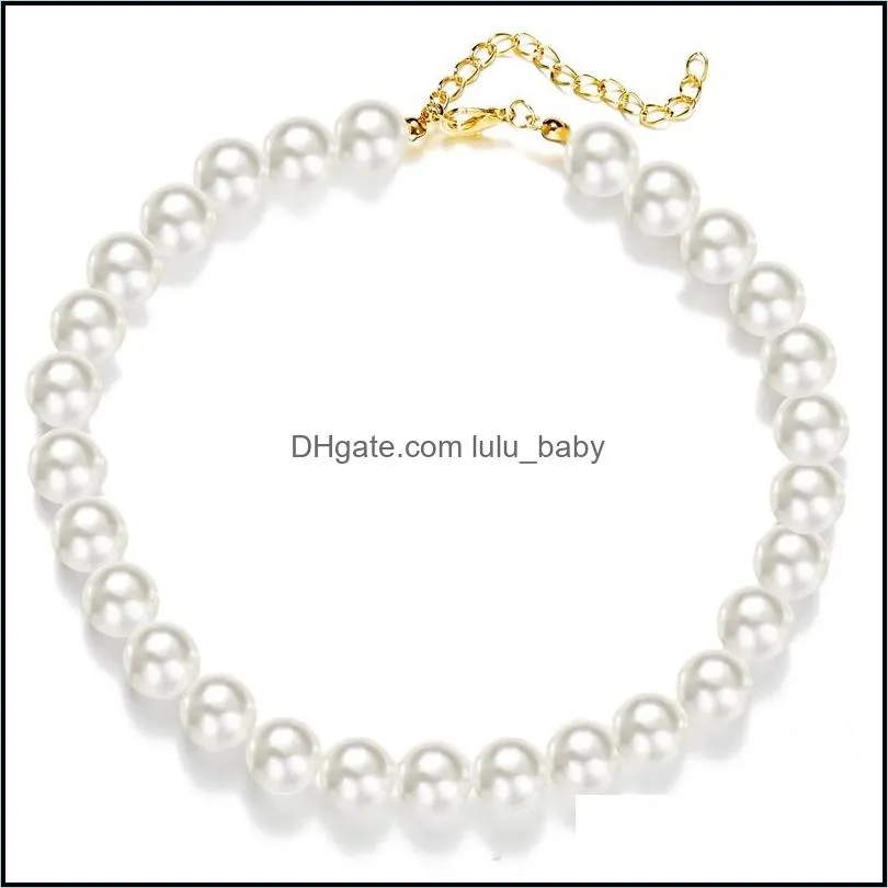 fashion elegant white imitation pearl choker necklace big round pearls wedding necklaces for women charm jewelry 3073 q2