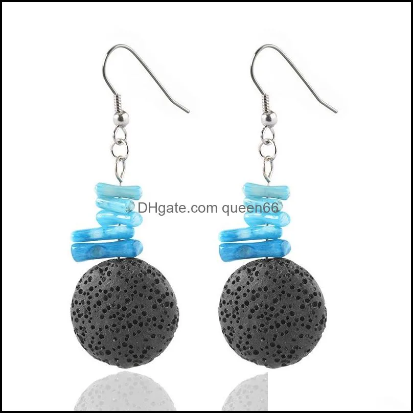 bohemia retro lava stone charms earrings diy essential oil diffuser jewelry women volcanic beads earring
