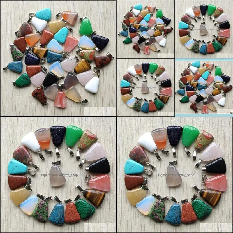 natural stone trapezoid shape charms pendants for diy jewelry making wholesale