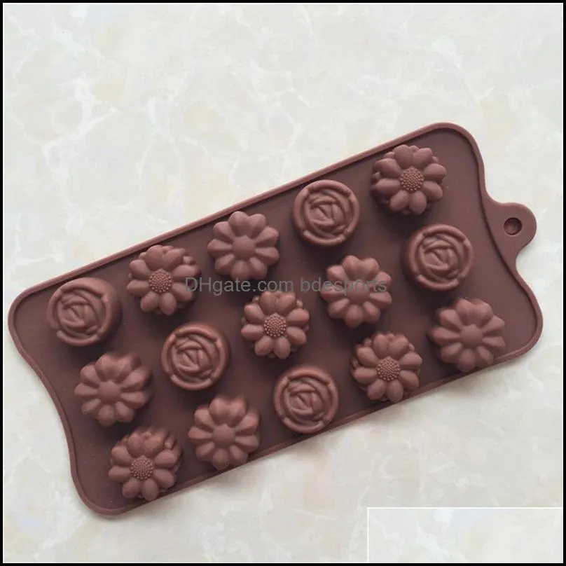 silica gel chocolates moulds 15 hole position multi colors silicone molds lifelike flower ice lattice die 1 6xg l1