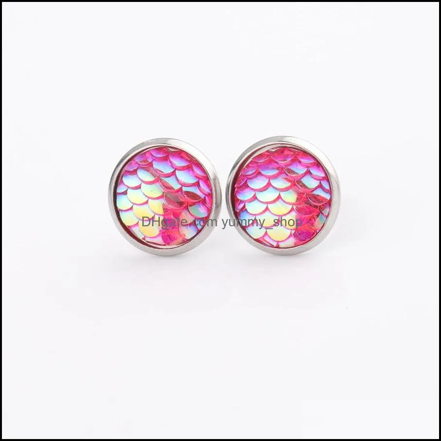 resin fish scale stainless steel earings drusy druzy earrings jewelry women party gift dress candy colors