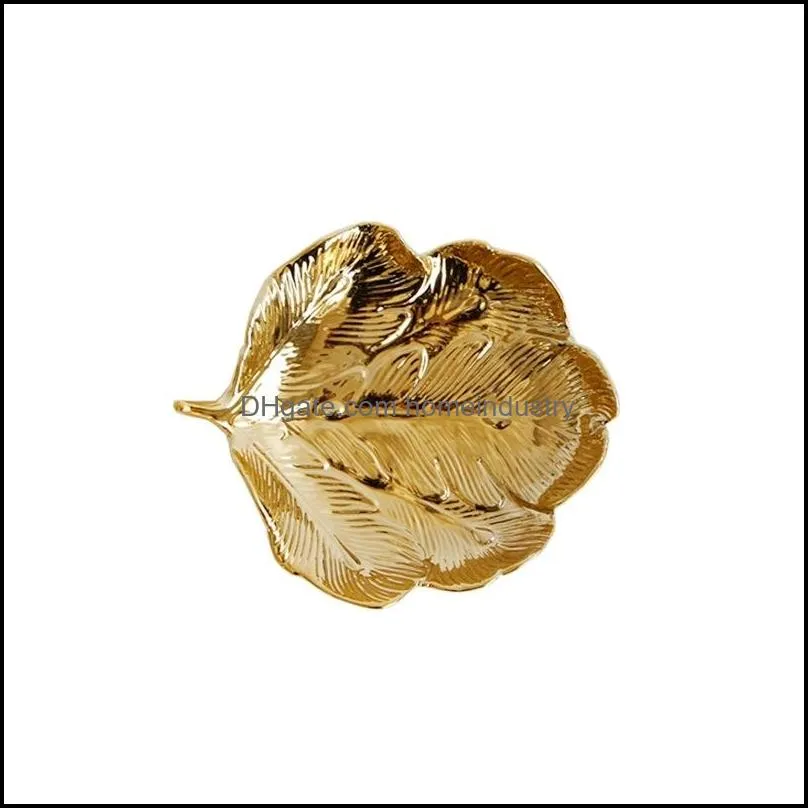 ceramic golden gold dining leaf pineapple jewelry storage tray decorative fruit cake snack plate kitchen tableware