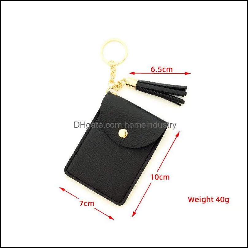 pu leather card holder ladies wallet coin fashion keychain party favor wholesale bracelet keyring for women