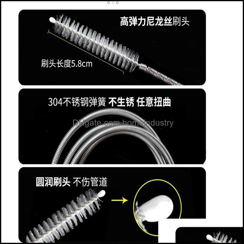 refrigerator drain dredge cleaning set long flexible scrub brush water dredging tool water tube coil brushes 20220428 e3