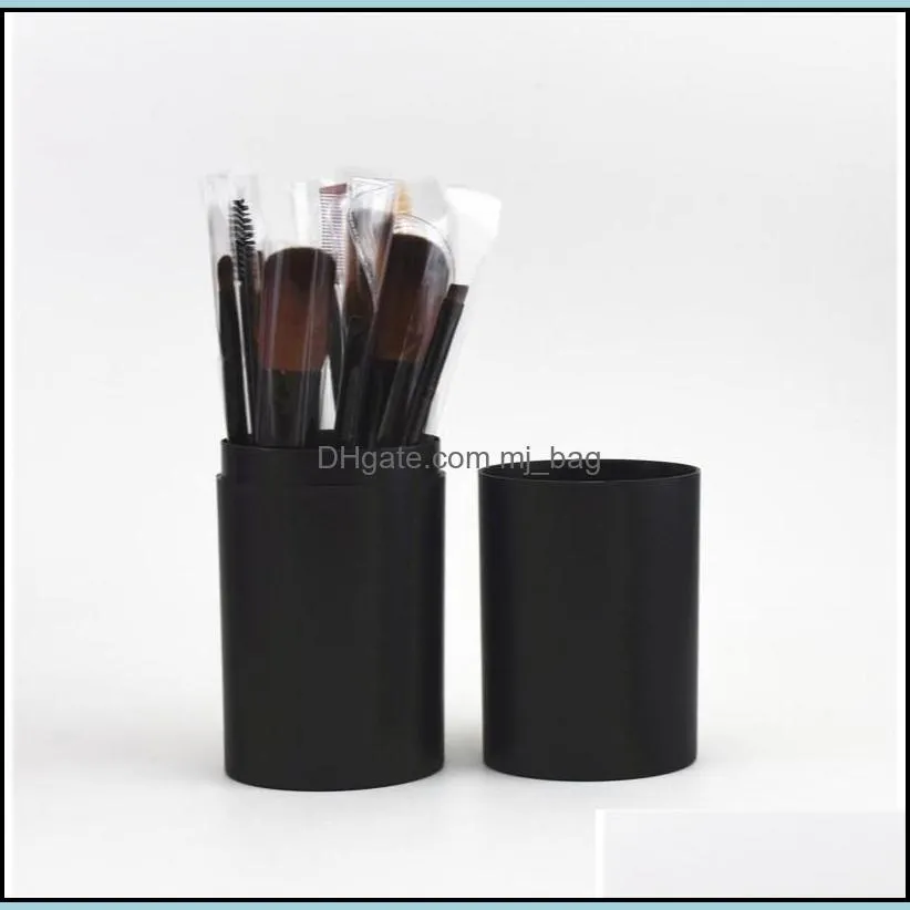 make up brush storage jars set plastic pillar shape barrel brushes kit man made fiber bristles cosmetic gadgets fashion portable 8xy