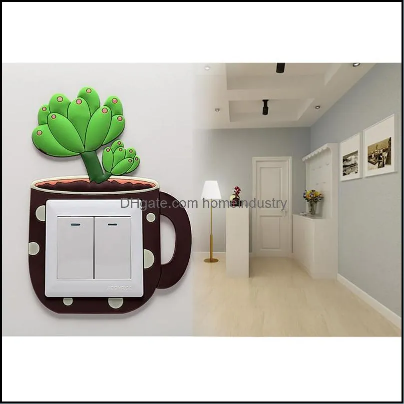 wall stickers protective case switch cover home decoration socket creative luminous lovely weatherproof cartoon modern 3d illuminated