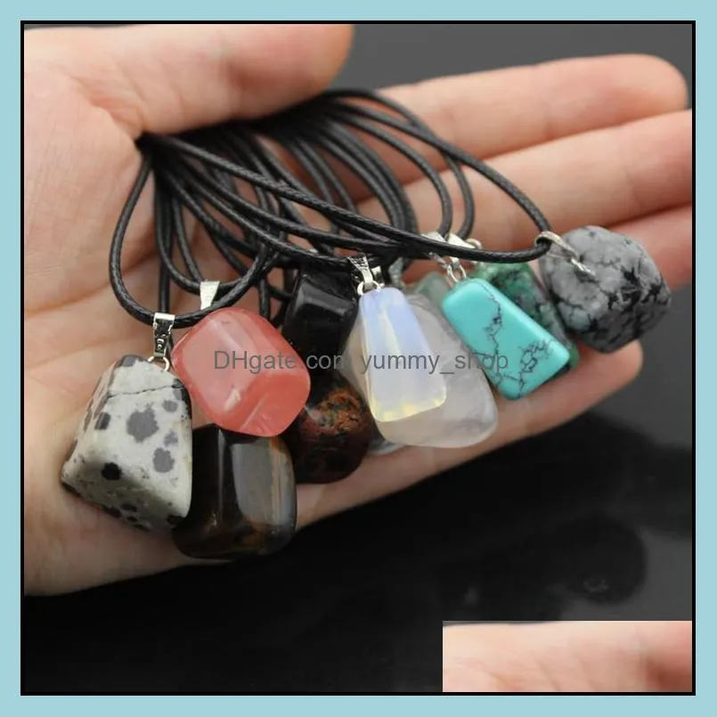 irregular healing chakra natural stone necklace pink tiger`s eye rose quartz crystal charms necklaces jewelry women