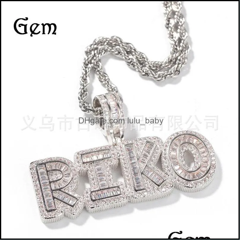 a-z custom mini baguette letters pendant necklace with name men zircon commission gift hip hop jewelry 669 q2