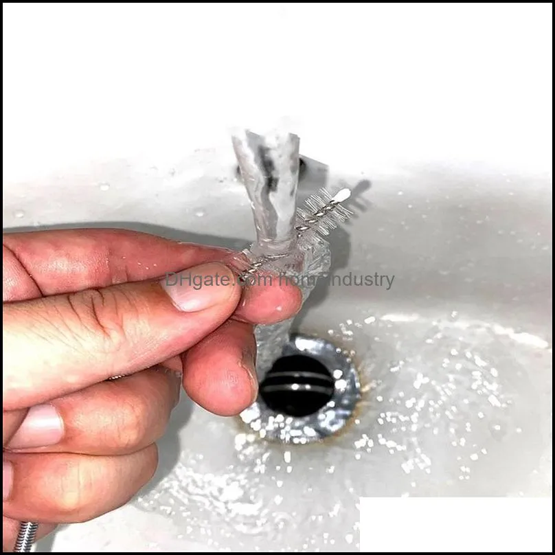 refrigerator drain dredge cleaning set long flexible scrub brush water dredging tool water tube coil brushes 20220428 e3