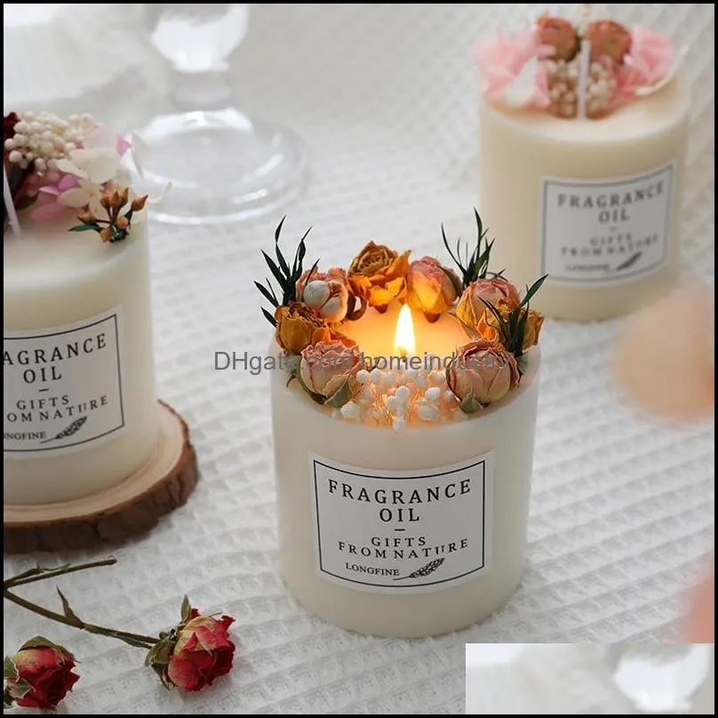 preserved decoration flower scented candles smoke free with base and gift box exquisite gifts