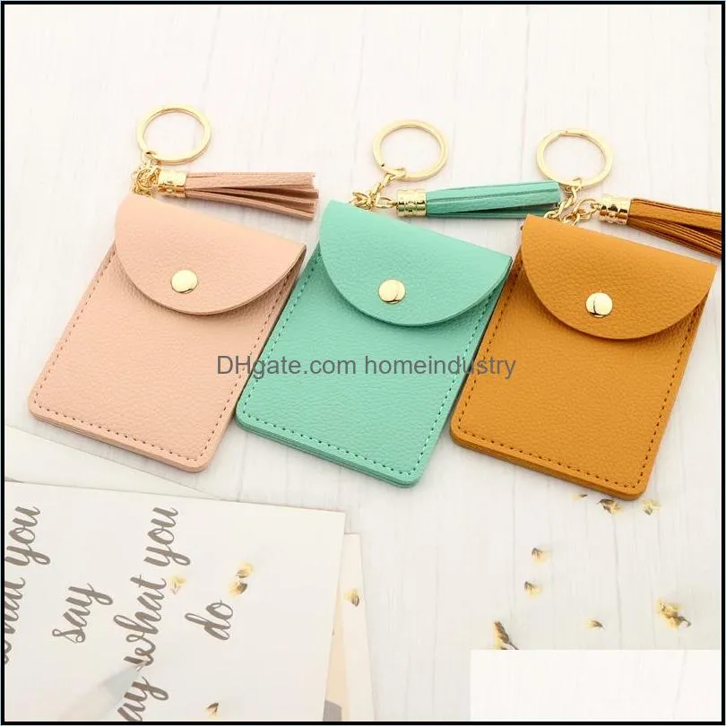 pu leather card holder ladies wallet coin fashion keychain party favor wholesale bracelet keyring for women