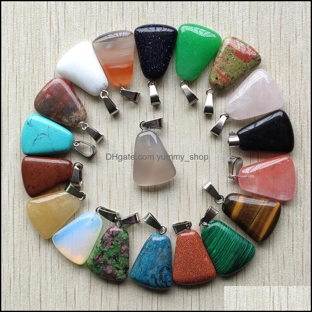 natural stone trapezoid shape charms pendants for diy jewelry making wholesale