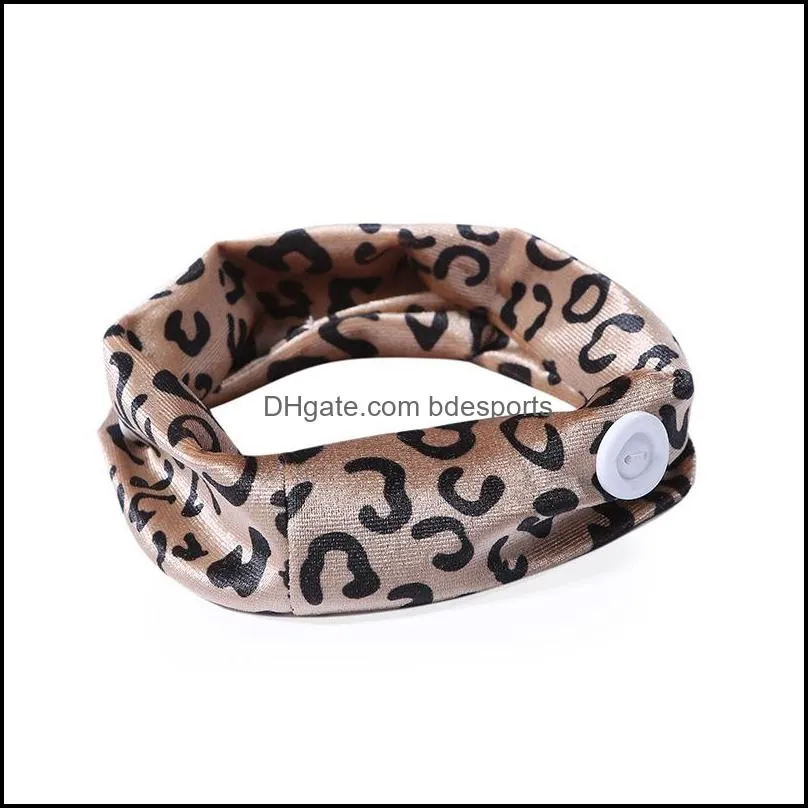 leopard printing head wrap elastic buttons women fashion hairband snoods hair hoop bands cloth hairs binding 2 45py c2